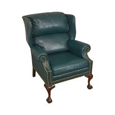 Hancock Moore Chippendale Style Ball Claw Mahogany Green Leather Wing Chair Green Leather Chair Leather Wing Chair Hancock And Moore