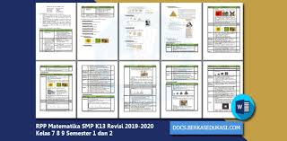 Rpp matematika smp kelas 7,8,9 ktsp semester 1 dan 2 versi 2018. Rpp Matematika Smp K13 Revisi 2019 2020 Kelas 7 8 9 Semester 1 Dan 2 Dokumen Berkas Edukasi