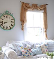 This art deco inspired bedroom decorated with black and white art photographs, luxurious satin and silk teffetta make it super sophisticated and sexy. No Sew Landscape Burlap Swag Curtains Town Country Living