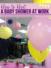 How To Host A Baby Shower At Work Sew Woodsy Surprise Baby Shower Work Baby Showers Baby Shower Planning