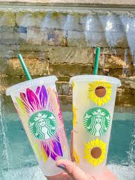 Cute Starbucks Cups Starbucks Tumblers Sunflower Starbucks Cup Floral Starbucks Cup Custom Cups In 2020 Custom Starbucks Cup Starbucks Cups Cold Cup