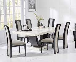Marble dining table and chairs for sale online. Raphael 200cm White Pedestal Marble Dining Table With Raphael Chairs