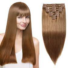 Clip in human hair extensions (made from remy human hair) all cuticles face the same direction for a soft and smooth texture. Clip In Hair Extensions Straight 6 Chestnut Brown Remy Human Hair