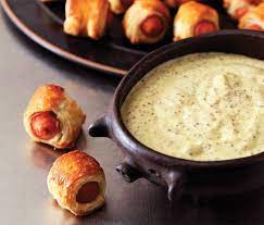 Nigella Lawson S Pigs In Blankets With Mustard Dipping Sauce Nigella Lawson Recipes Savoury Food Recipes
