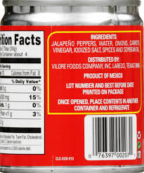 In 1/4 cup sliced jalapeño peppers, you'll get about 8% of the recommended daily amount of vitamin a for men and 12% for women. La Costena Green Pickled Sliced Jalapeno Peppers 7 Oz Food 4 Less