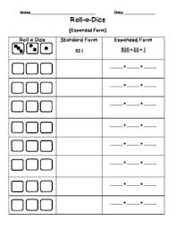 Expanded Form Roll A Dice Game Expanded Form Math Second Grade Math Teaching Phonics