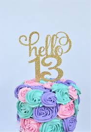 Glitter Hello 13 Birthday Age Cake Topper 13th Birthday Etsy Birthday Cake Toppers Birthday Glitter Cake Topper