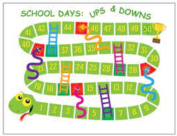 Math board games for kindergarten. School Days Ups Downs Free Printable Board Game Math Board Games Preschool Games Counseling Games