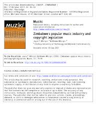 Pdf Zimbabwe S Popular Music Industry And Copyright Legislation