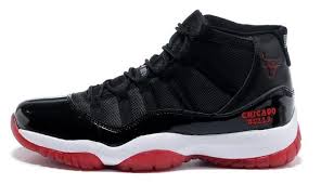 Red Black White Jordan 11 Air Jordan 11 Xi Chicago Bulls Logo Bred Shoes Black White Varsity Red Playoffs Air Jordans Air Jordans Retro Nike Air Jordan 11