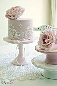 Piped Lace With Pink Peony Cake Lace Cake Summer Wedding Cakes