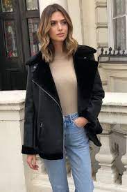 Lipsy Bonded Long Line Aviator Jacket Jackets Aviator Jackets Coats Jackets Women