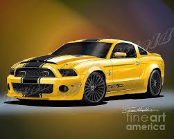 03 Cobra Mustang Custom Paint Job 2013 Mustang Shelby Super Snake Diamondback Drawing By Danny Whitfield Mustang Shelby Yellow Mustang Mustang Fastback