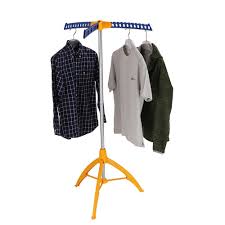 Household essentials 2 tier tripod clothes dryer with clips. Collapsible Clothes Drying Rack Portable Clothing Garment Rack Indoor Foldable Standing Laundry Racks For Drying Clothes Tripod Stand Hangaway Garment Rack Steamer Hanger Stand Orange And Blue Buy Online In Japan At