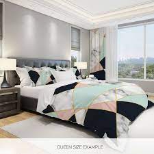 Marble Bedding Geometric Bedding Triangle Bedding Modern Etsy Modern Comforter Sets Modern Comforter Modern Bed