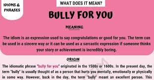 Bully For You What Is The Meaning Of The Popular Idiom Bully For You 7 E S L