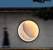 EP Light Indoor/Outdoor Dimmable 25" 3D Moon Wall Lamp for Patio, Yard and  Graden