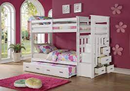 Triple bed bunk bed designs bunk bed sets bed furniture loft spaces bunk bed with trundle space bedding triple bunk beds. Acme 37370 Harriet Bee Fulda Allentown White Finish Wood Twin Over Twin Bunk Bed Set Storage