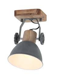 Famlights | deckenstrahler ferdinand in schwarz und gold gu10 schwenkbar. Mexlite Gearwood Spot In Freshem Industriedesign 1 Flammig Grau Leuchtendesign 4g