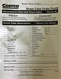 How To Order A Cake From Costco Costco Sheet Cake Costco Cake Order Costco Cake Order Form