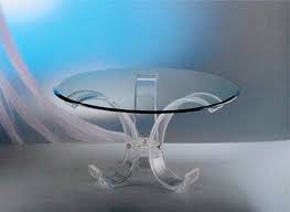 The apron is made out of 1 5/8 thick acrylic, which has a reverse bevel. Dining Table In Plexiglass Luna Round Cast Acrylic Furnishings