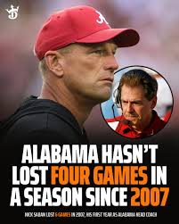Alabama's 9-4 season is the worst since 2007, Nick Saban's first year as  the Crimson Tide's head coach 🤯