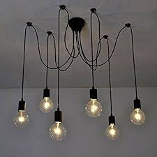 Lixada E27 Douille Retro Abat Jour Suspensions Vintage Ajustable Retro Lustre Plafond Lampe Dining Hall C Luminaire Industriel Lampe Plafonnier Lustre Araignee