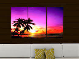 Buy uniceu 8 pieces beautiful sunset beach palm tree purple car accessories set includes steering wheel cover, 2 matching keychain, 2 seat belt shoulder pads, 1 armrest cover, 2 car cup coaster universal fit: Second Life Marketplace Mesh Tri Split Wall Art Picture Tropical Purple Sunset Beach Home Decor Copy Mod 1 Li 1 75x3 M Image One Side