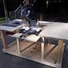 Mobile Workbench With Built In Table Miter Saws 8 Steps With Pictures Instructables In 2020 Mobile Workbench Workbench Workbench Plans Diy