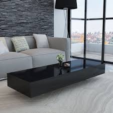 Large Black High Gloss Coffee Table Rectangular White Modern Long Sh Coffee Table Design Modern Contemporary Living Room Furniture Industrial Style Living Room