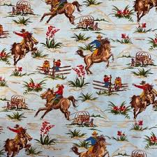 Western Fabric Wild Horses by Dasbrooklyn Colorful Kid's Horses Animals  Cattle Cowboy Ranch Cotton Fabric by the Yard With Spoonflower