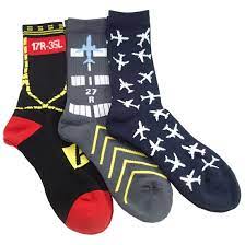 Aviation Themed Socks 3 Pair Set Mens Novelty Socks Socks Crew Socks