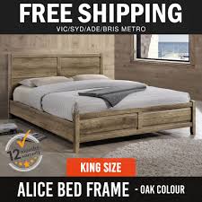 Bed Frame King Mdf Aesthetic Strong Pole Legs Flat Pack Oak Colour New Alice Bed Frame King Size Bed Frame Queen Size Bed Frames