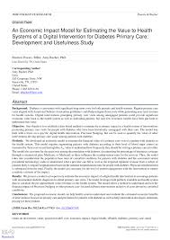 PDF) An Economic Impact Model to Estimate The Value of a Digital  Intervention to Health Systems: A Diabetes Primary Care Example (Preprint)