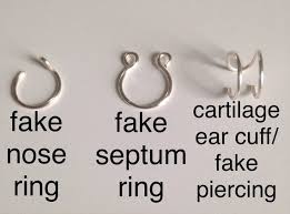Set Of Three Fake Piercings Fake Nose Ring Fake Septum Etsy Fake Nose Rings Ear Cuff Piercing Fake Piercing
