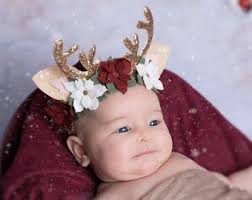 Reindeer Headband, Antlers, Christmas Headband, Novelty Headband, Deer Ears  Headband, Baby Deer Headband, Woodland Headband, Newborn, Fawn