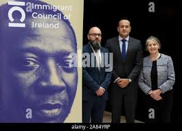 An Taoiseach Leo Varadkar (centre) with Brian Killoran, CEO of the  Immigrant Council of Ireland and Sr. Stanislaus Kennedy (right) at the  Integration and Inclusion Conference hosted by the Immigrant Council of
