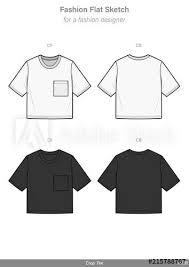 Black And White Crop Top Clipart Crop Top Tee Shirt Fashion Flat Sketches Technical Drawings Teck Pack Illustrator Vector Template