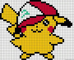 Pikachu Grille Gratuite Modeles Casquette Hama Perles Repasser Pokemon Pixel Art A Imprimer Grille Pixel Art Modele Pixel Art
