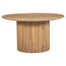 This coffee table is finely constructed from quality mango wood and supported by splayed metal legs. Natural Anika Round Mango Wood Coffee Table Temple Webster