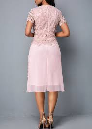 zipper back round neck short sleeve lace dress rosewe com