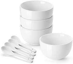 Black And White Bowl With Spoon Amazon Com Dowan Deep Soup Bowls With Spoons 30 Ounces Porcelain Cereal Bowls Portion Bowls For Oatmeal Chili Salad Ramen F In 2020 Bowl Frozen Pasta Soup Bowl