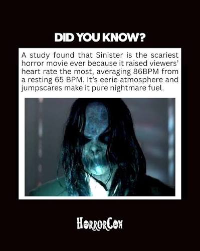Did you know⁉️ The scariest horror movie according to science, is Sinister.  Do you agree? . . . . The movie Sinister (2012) was ranked the scariest  horror movie according to science based on a study