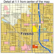 The detailed road map represents one of several map types and styles available. Fresno California Street Map 0627000