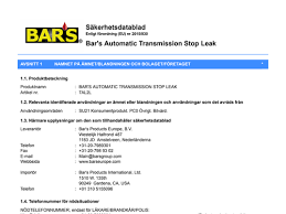 Alle kontakte auf einen blick! Tal2l Automatic Transmission Stop Leak Se Swedish 2017 08 25 Pdf Bar S Leaks Europe