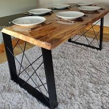 geo trapezium geometric art deco shape industrial steel metal dining table legs frames pair table a manger metal table metal bois pieds de table