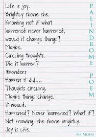Palindrome Poem Ms Moem Poems Life Etc Poetry Ideas Poems Life Words