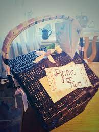 Diy Wedding Gift Idea Picnic For 2 Fill Basket With 2 Wine Glasses 2 Plates Silverware Napkins Bottle O Diy Wedding Gifts Wedding Gifts Wedding Gift Diy