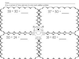 Worksheets To Use To Introduce Adding Two Digit Numbers To Multiples Of Ten First Grade Worksheets 2nd Grade Math Worksheets Tens And Ones