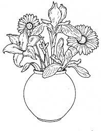 Line Drawings Of Flowers In Vases Google Search Flower Drawing Flower Line Drawings Embroidery Flowers Pattern